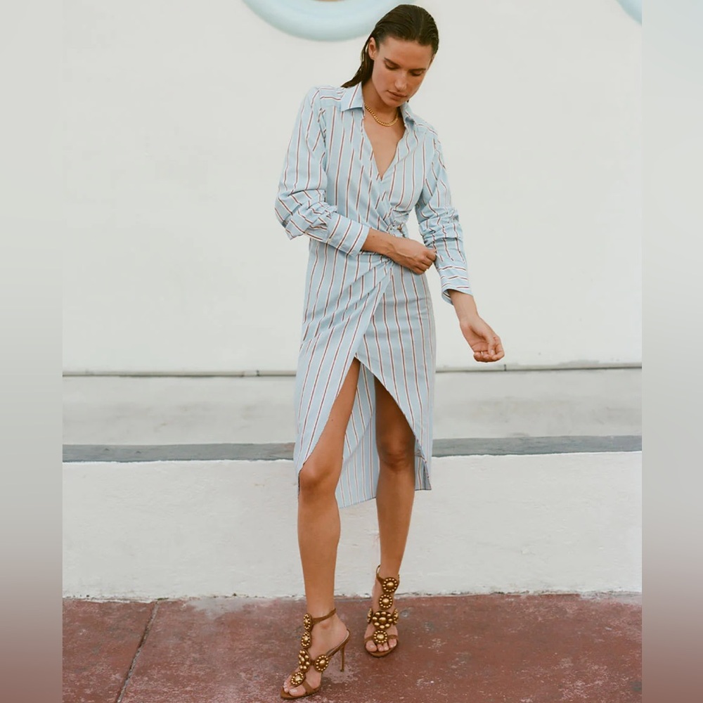 Veronica Beard Afton Wrap Dress | Aero Blue/Brick Multi